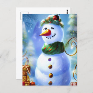 Postal Navidades inteligentes Snowman con presentaciones
