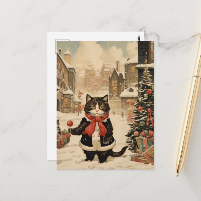Postal Navidades Kitty, Día de las Nieves (Anverso/Reverso In Situ)