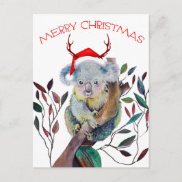 Postal Navidades Koala usando Santa Hat