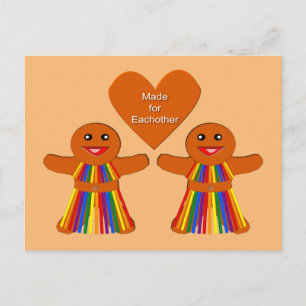 Postal Navidades lesbianas Gingerbread Pareja de Damas