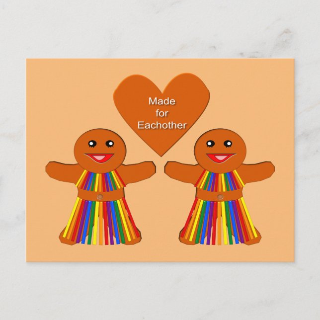 Postal Navidades lesbianas Gingerbread Pareja de Damas (Anverso)