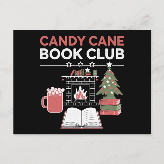 Postal Navidades libreros Candy Cane Book Club Bookish (Anverso)