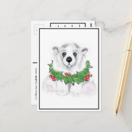 Postal Navidades lindo oso polar cachorro, cachorro de os