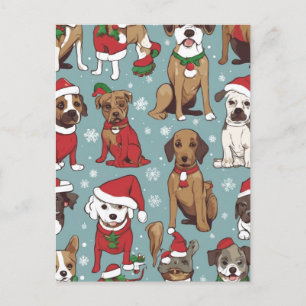 Postal Navidades lindo patrón de perro