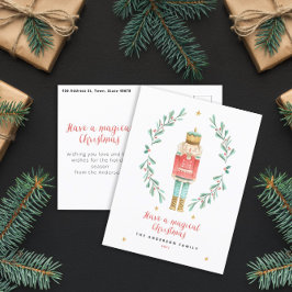 Postal Navidades lindos botánicos de la acuarela de nutcr