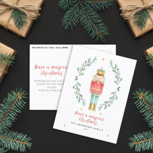 Postal Navidades lindos botánicos de la acuarela de nutcr