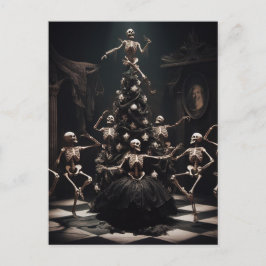 Postal navidades macabros bailando Esqueletos alrededor d