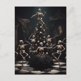 Postal navidades macabros bailando Esqueletos alrededor d