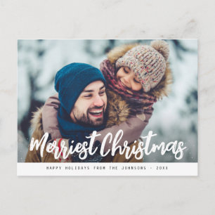 Postal navidades más alegres escritura a mano moderna