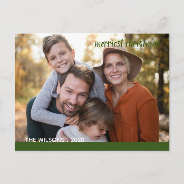 Postal navidades más alegres foto de escritura moderna (Anverso)