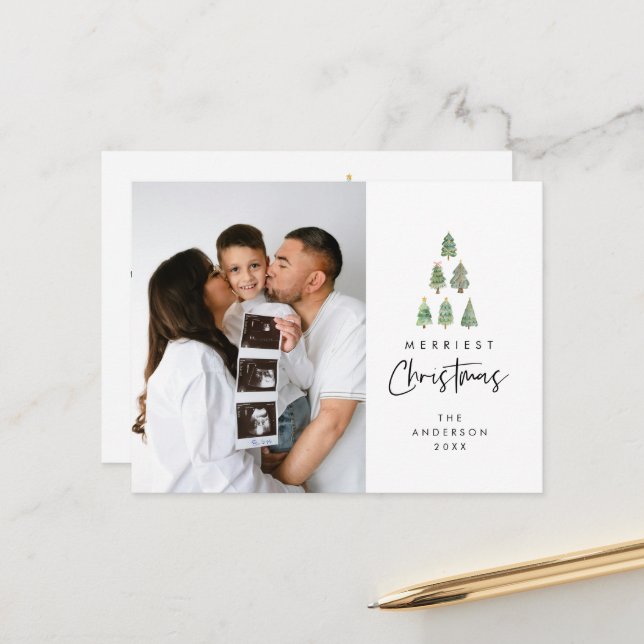 Postal Navidades más graciosos, foto de la familia de árb (Anverso/Reverso In Situ)