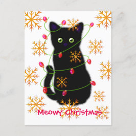 Postal Navidades Meowy | amante del gato | gato negro
