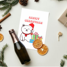 Postal ¡Navidades Meowy! Diseño de Navidades Cat Meow de
