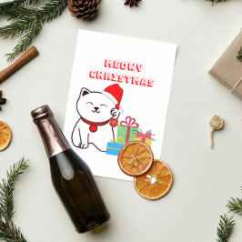 Postal ¡Navidades Meowy! Diseño de Navidades Cat Meow de
