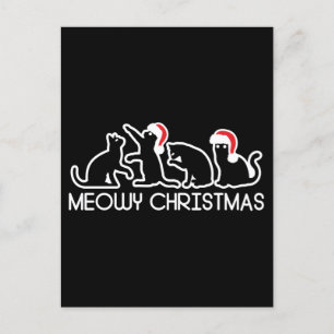 Postal Navidades Meowy, temporada navideña de Papá Noel