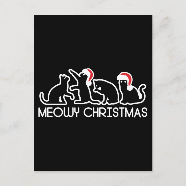 Postal Navidades Meowy, temporada navideña de Papá Noel (Anverso)