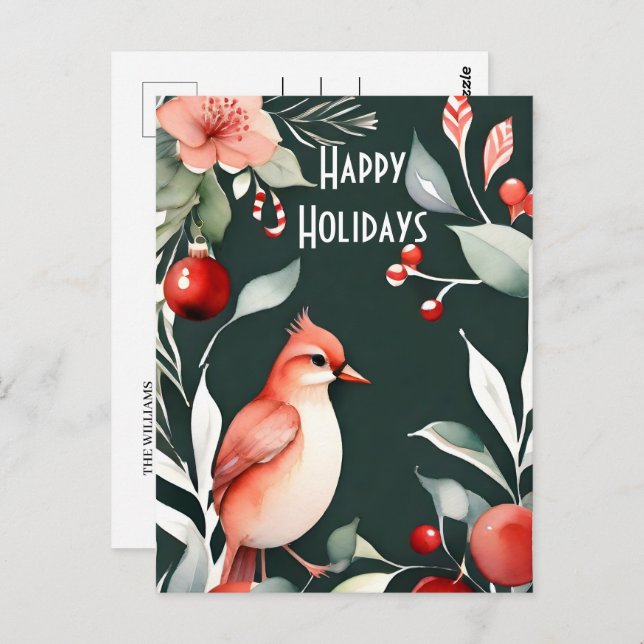 Postal Navidades Minimalistas de acuarela (Anverso / Reverso)