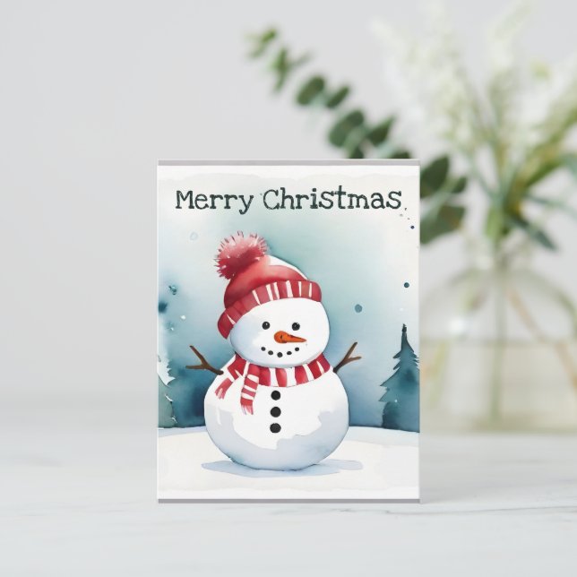 Postal Navidades Minimalistas de acuarela (Anverso de pie)