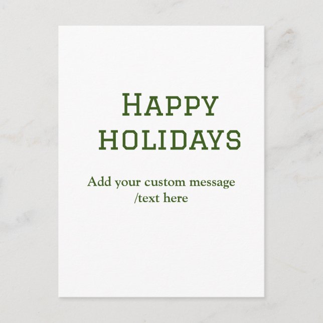 Postal Navidades mínimos de vacaciones felices verdes (Anverso)