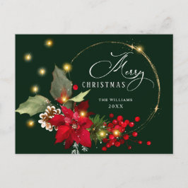 Postal Navidades Mistletoe de Elegante Wreath Poinsettia