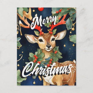 Postal Navidades Mistletoe Deer Greeting