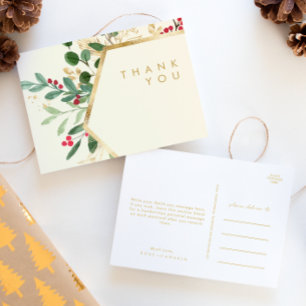 Postal Navidades modernos Crema Verde Boda Gracias