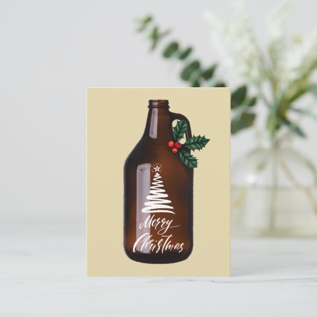 Postal Navidades modernos cultivador beer jug vacaciones (Anverso de pie)
