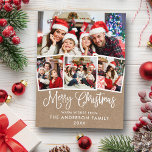 Postal Navidades modernos de caligrafía divertida 4 Kraft<br><div class="desc">Moderna caligrafía divertida escritura navidad navidad 4 foto postal navideña</div>