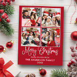 Postal Navidades modernos de caligrafía divertida, rojo 4<br><div class="desc">Moderna caligrafía divertida guión Feliz Navidad 4 Foto postal de vacaciones - Rojo</div>