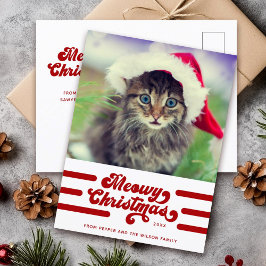 Postal Navidades modernos de Meowy fotografía tipográfica