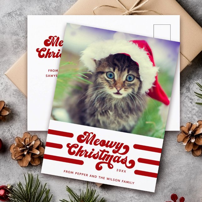 Postal Navidades modernos de Meowy fotografía tipográfica (Subido por el creador)
