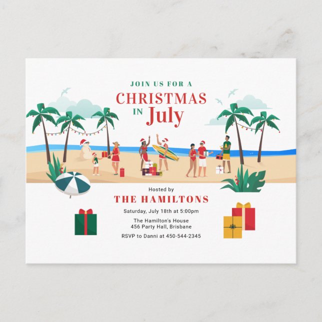Postal Navidades modernos en el Fiesta de julio (Anverso)