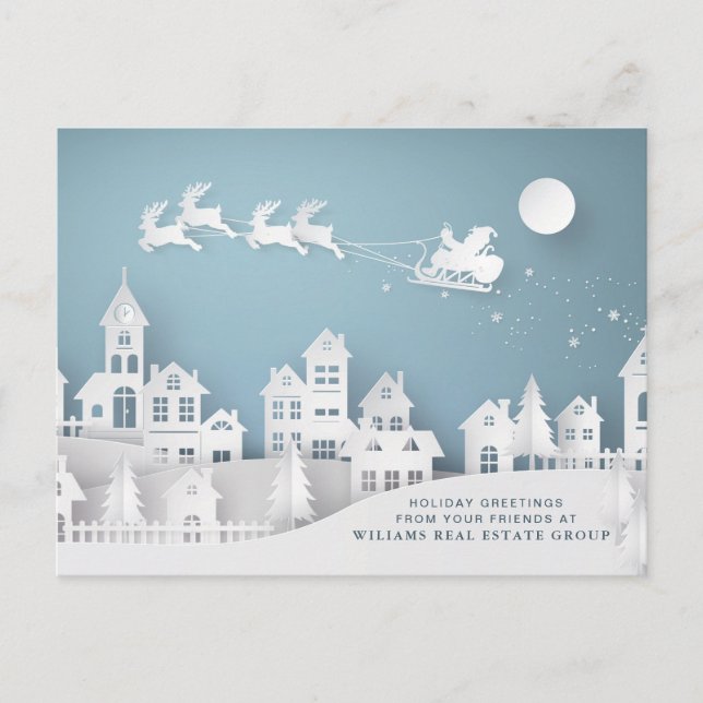 Postal Navidades modernos Saludo corporativo de Santa Sle (Anverso)