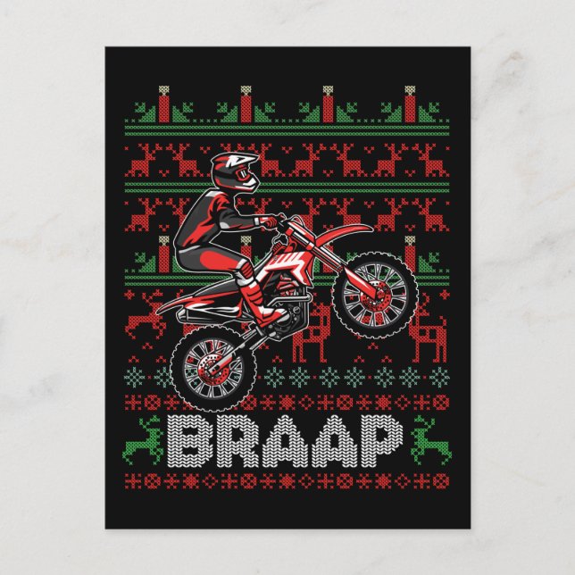 Postal Navidades Motocross Braap Dirt Bike (Anverso)