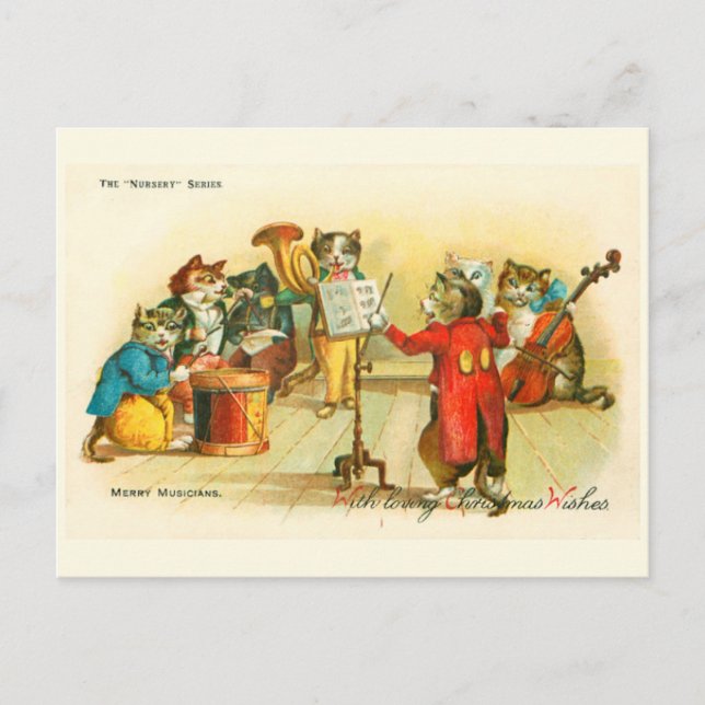 Postal Navidades musicales de Victoria Cats Band Louis Wa (Anverso)