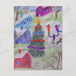 Postal Navidades Navidades de aldeas