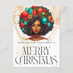 Postal Navidades negros Sista Melanin Queen Women Xmas