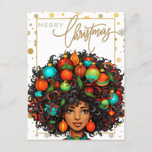 Postal Navidades negros Sista Melanin Queen Women Xmas