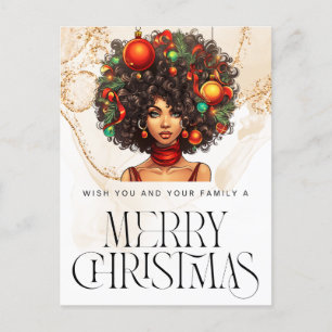 Postal Navidades negros Sista Melanin Queen Women Xmas