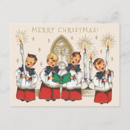 Postal Navidades Niños de coro alegres cantando villancic
