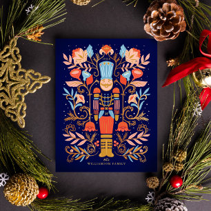 Postal Navidades Nutcracker Floral Art & Multiple Photo