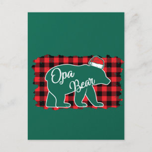 Postal Navidades Opa Bear Navidades Red Plaid Buffalo Fam