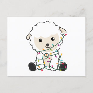 Postal Navidades ovinos Niegan ovejas animales de inviern