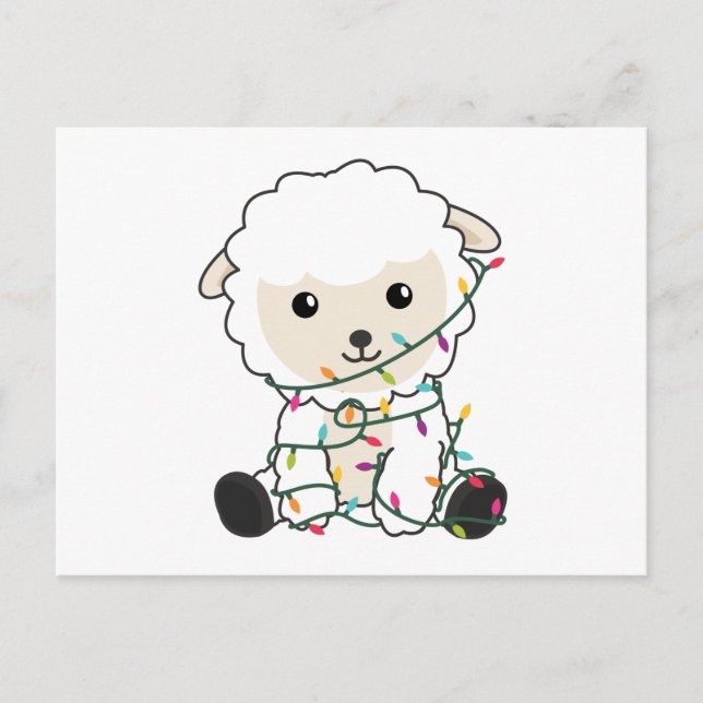 Postal Navidades ovinos Niegan ovejas animales de inviern (Anverso)