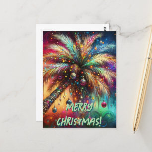 Postal Navidades Palm Tree Tropical Beach Personalizado