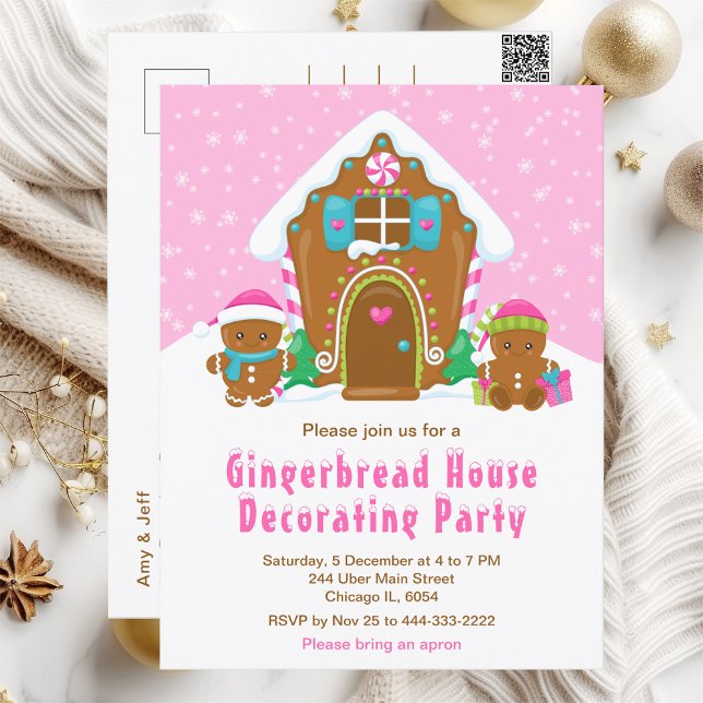 Postal Navidades pan de jengibre Fiesta decorativo rosa b (Subido por el creador)