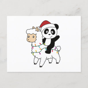 Postal Navidades Panda Lama Nieve Animales De Invierno
