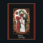 Postal Navidades Pareja Art Decó Vintage<br><div class="desc">¡A cualquiera le encantaría recibir esta postal antigua con un ilustracion de una pareja de artistas para Navidades este año!</div>