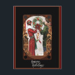 Postal Navidades Pareja Art Decó Vintage<br><div class="desc">¡A cualquiera le encantaría recibir esta postal antigua con un ilustracion de una pareja de artistas para Navidades este año!</div>