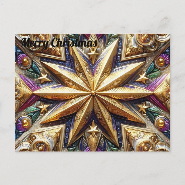 Postal NAVIDADES ~ Patrón de estrella 3D ~ (Anverso)